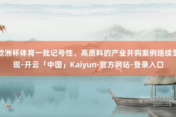 欧洲杯体育一批记号性、高质料的产业并购案例络续显现-开云「中国」Kaiyun·官方网站-登录入口