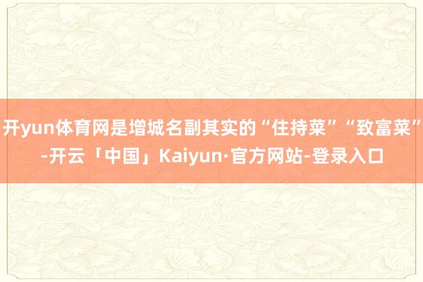 开yun体育网是增城名副其实的“住持菜”“致富菜”-开云「中国」Kaiyun·官方网站-登录入口