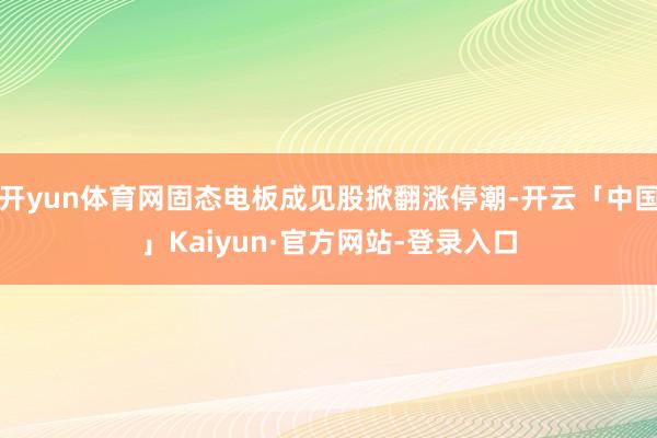 开yun体育网固态电板成见股掀翻涨停潮-开云「中国」Kaiyun·官方网站-登录入口