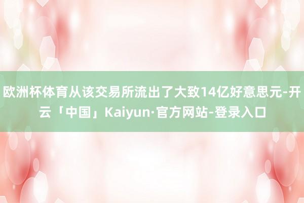 欧洲杯体育从该交易所流出了大致14亿好意思元-开云「中国」Kaiyun·官方网站-登录入口