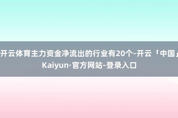 开云体育主力资金净流出的行业有20个-开云「中国」Kaiyun·官方网站-登录入口