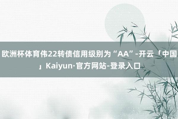 欧洲杯体育伟22转债信用级别为“AA”-开云「中国」Kaiyun·官方网站-登录入口