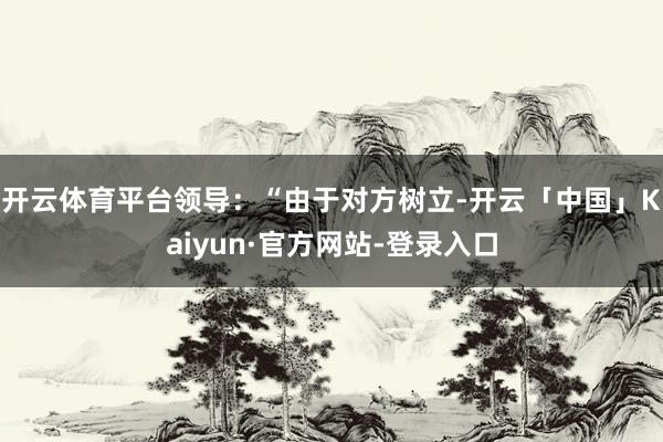 开云体育平台领导：“由于对方树立-开云「中国」Kaiyun·官方网站-登录入口