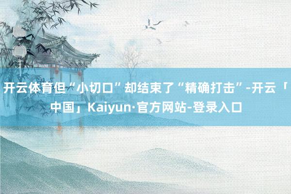 开云体育但“小切口”却结束了“精确打击”-开云「中国」Kaiyun·官方网站-登录入口