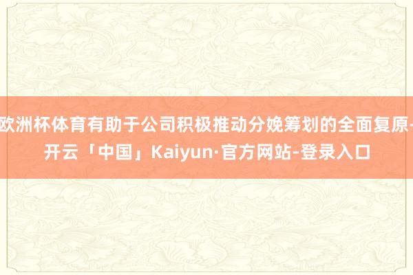 欧洲杯体育有助于公司积极推动分娩筹划的全面复原-开云「中国」Kaiyun·官方网站-登录入口