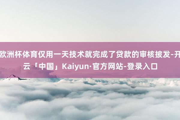 欧洲杯体育仅用一天技术就完成了贷款的审核披发-开云「中国」Kaiyun·官方网站-登录入口