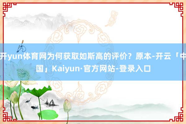 开yun体育网为何获取如斯高的评价？原本-开云「中国」Kaiyun·官方网站-登录入口