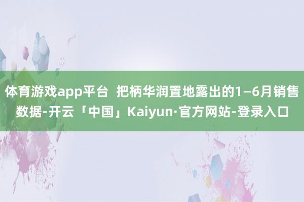 体育游戏app平台  把柄华润置地露出的1—6月销售数据-开云「中国」Kaiyun·官方网站-登录入口