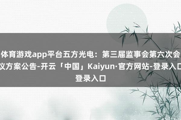 体育游戏app平台五方光电：第三届监事会第六次会议方案公告-开云「中国」Kaiyun·官方网站-登录入口